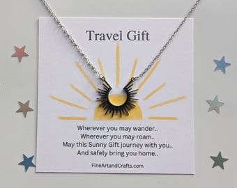 Travel gift, Silver necklace, Sun Necklace, travel gift, sunset gift, silver sunshine necklace, half sun beam necklace, gift for her