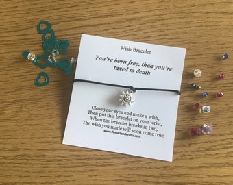 Wish Bracelet, humour message, funny wish bracelet, funny gift, sun charm, bracelet gift, friendship bracelet