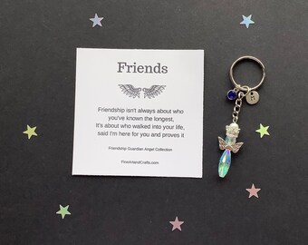 Luxury Friend gift, guardian angel gift, protection angel, angel key ring, best friend gift idea, Austrian crystal angel keepsake, bag charm