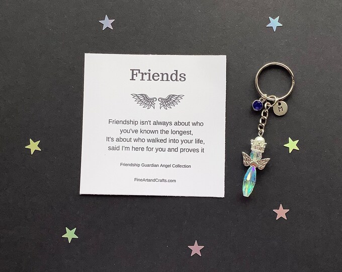 Luxury Friend gift, guardian angel gift, protection angel, angel key ring, best friend gift idea, Austrian crystal angel keepsake, bag charm