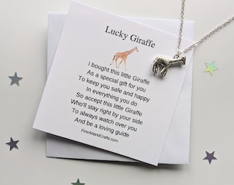 Lucky gift, Silver necklace, Giraffe Necklace, friend gift, silver giraffe necklace, giraffe gift, lucky giraffe, gift for her,