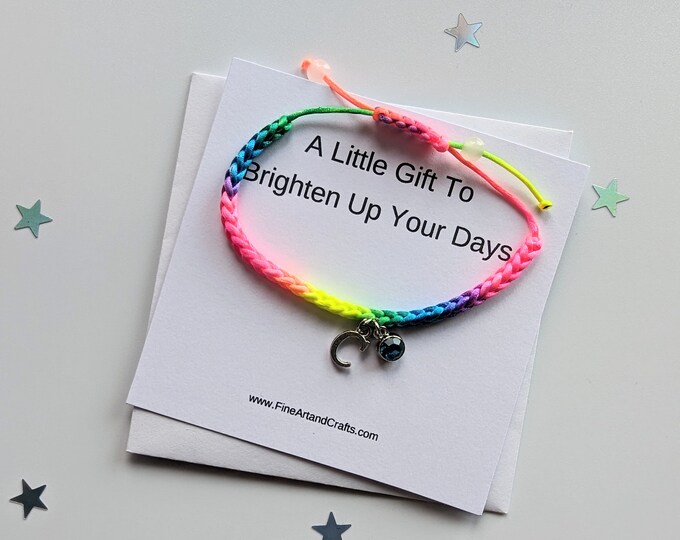 Gift for a friend, Rainbow bracelet, Birthday gift, A gift to brighten up your day, personalised bracelet, adjustable rainbow bracelet