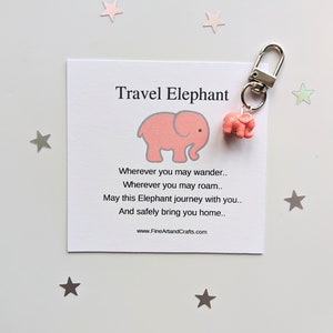 Pink Travel elephant keychain, elephant keyring, good luck charm, personalised, elephant bag charm, birthday gift idea for a friend image 4