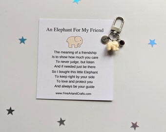 Friend gift, Cream elephant keychain, elephant bag charm, personalised gift, birthday gift idea for a friend, good luck charm