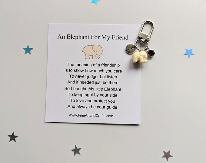 Friend gift, Cream elephant keychain, elephant bag charm, personalised gift, birthday gift idea for a friend, good luck charm