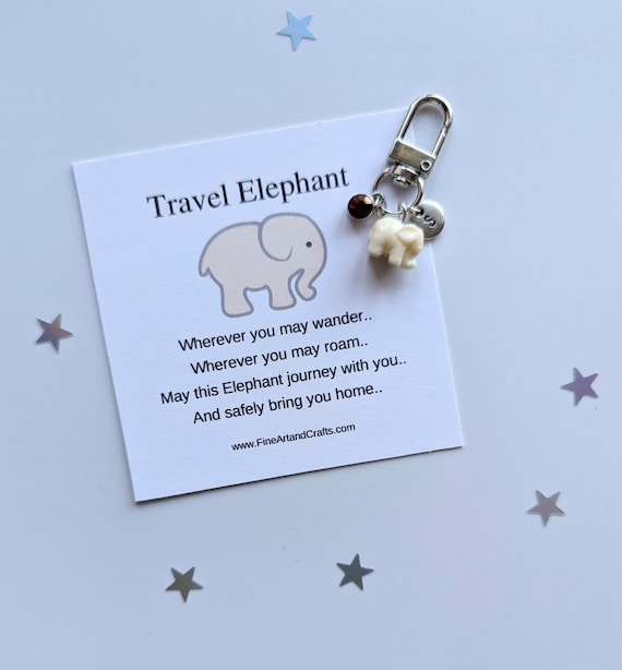 Travel Elephant Keychain Elephant Keyring Good Luck Charm Personalised Elephant Bag Charm Birthday Gift Idea for a Friend Etsy