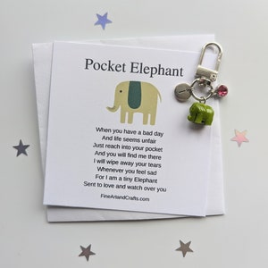 Elephant bag charm, Pocket Elephant, keepsake elephant, Protection elephant, lucky elephant, gift for a friend, personalised gift