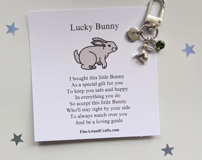 Travel gift, Lucky bunny keychain, birthday gift idea, friend keyring, good luck charm, personalised, rabbit bag charm, friendship gift