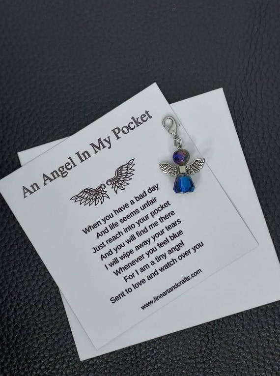 Angel in my pocket crystal vintage keepsake angel Protection Etsy