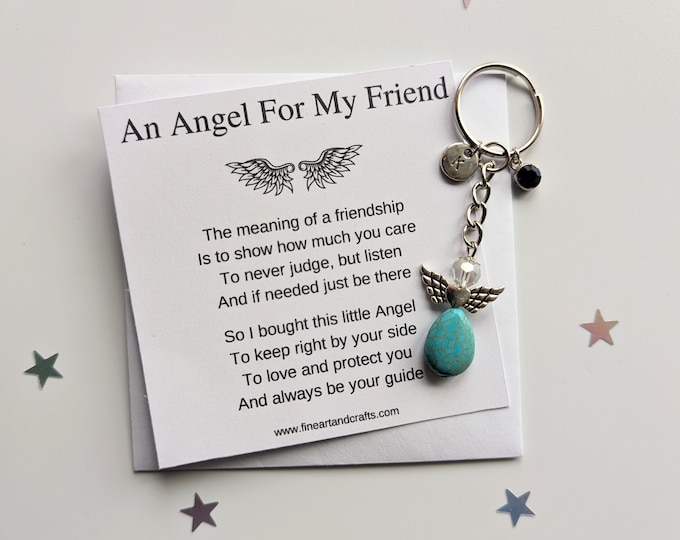 Luxury Friend gift, guardian angel gift, protection angel, bag charm, key ring, best friend gift idea, Turquoise angel gift, birthday gift