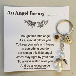 Customised Guardian Angel gift, angel keyring, key chain, angel bag charm, protection guardian angel,