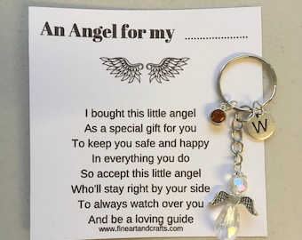Customised Guardian Angel gift, angel keyring, key chain, angel bag charm, protection guardian angel,