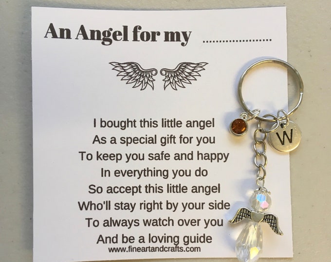 Customised Guardian Angel gift, angel keyring, key chain, angel bag charm, protection guardian angel,