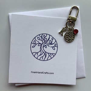 Tree of life keychain, tree of life keyring, personalised gift, purple theme, tree theme, tree of life bag charm, tree of life card