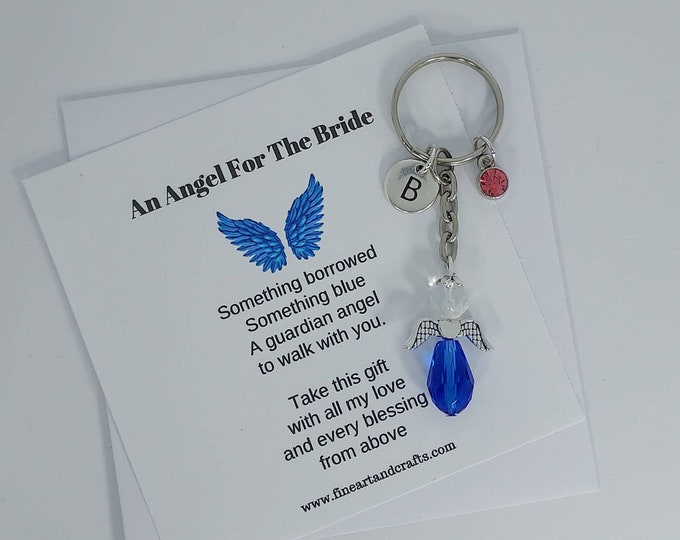 Bride gift, guardian angel gift, protection angel, bag charm, key ring,  something blue for a bride, gift idea, keepsake