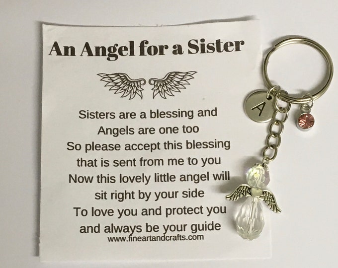 Sister gift, guardian angel gift, angel gift, bag charm, key ring, key chain, gift idea