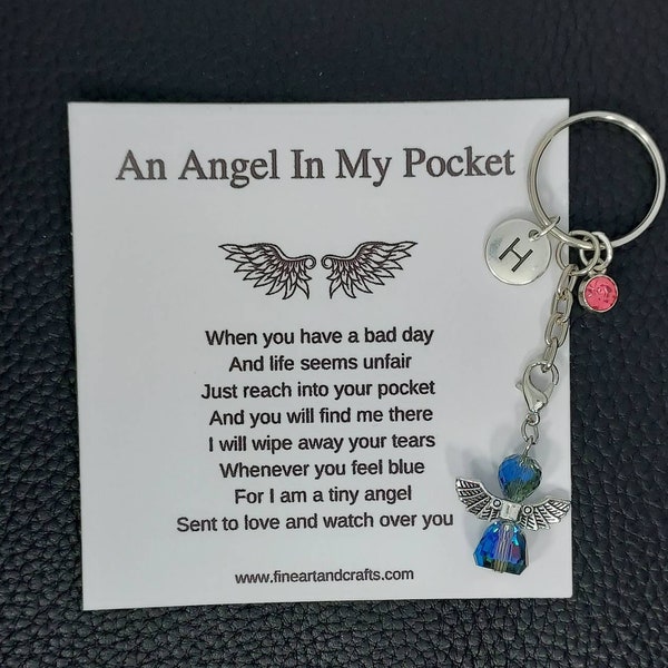 Angel in my pocket, crystal vintage keepsake angel, Protection Angel, Angel charm, Guardian Angel