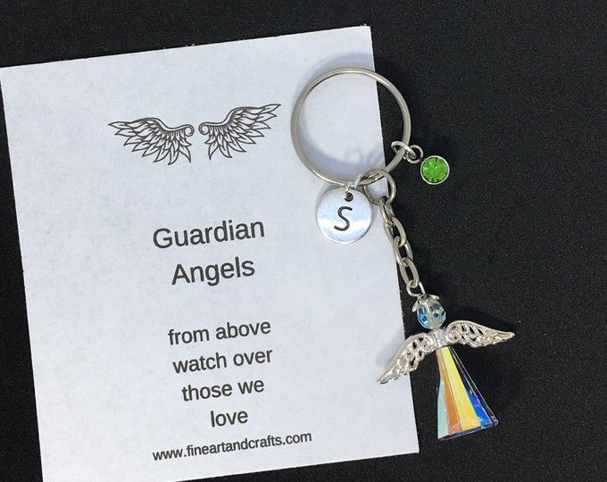 Swarovski angel, Swarovski gift, Guardian angel, key ring, keepsake, gift idea for a loved one, Angel bag charm gift, protection angel