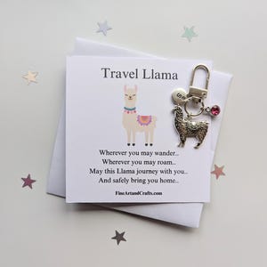 Reiselama, Lama-Schlüsselanhänger, Reisegeschenk, personalisierter Taschenanhänger, Geburtstagsgeschenkidee für einen Freund, Glücksbringer, Lama-Liebhaber