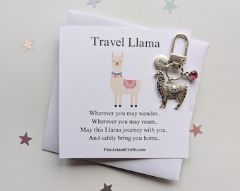 Travel llama, Llama keychain, travel gift, personalised bag charm, birthday gift idea for a friend, good luck charm, llama lover