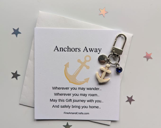 Travel anchor, Anchor keychain, anchor keyring, anchor bag charm, birthday gift, cruise ship present, safe travels, Anchors Away