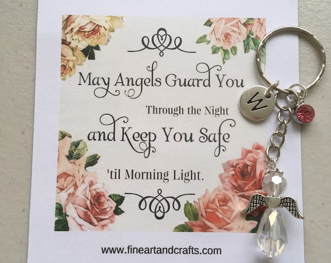 Guardian Angel Keychain, Angel key ring gift, protection angel, angel to keep you safe, angel gift, guardian angel
