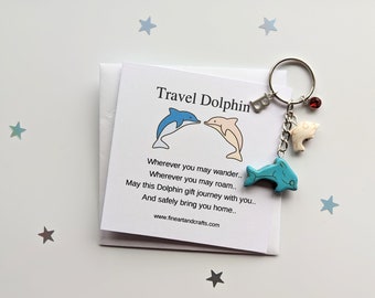 Travel gift, Dolphin keychain, dolphin keyring, good luck charm, travel dolphins, friendship gift, travel keepsake, personalised gift