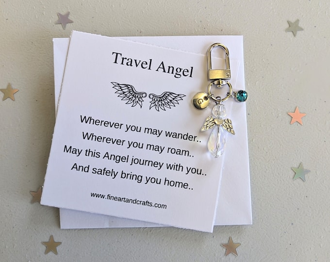Guardian Angel Keychain, Angel key ring gift, Protection angel, travel angel, travel gift, good luck charm, birthday gift for a friend