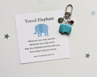 Natural stone Elephant keychain, Travel elephant, elephant keyring, elephant bag charm, birthday gift idea, good luck elephant, safe travels