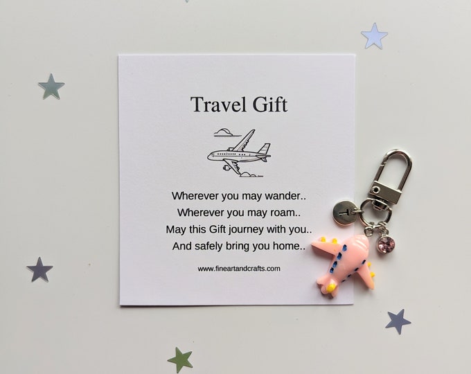 Travel Gift, Aeroplane keychain, birthday gift idea for a friend, aeroplane keyring, good luck charm, personalised, aeroplane bag charm