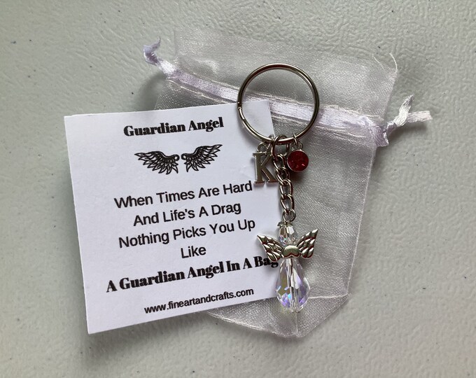 Swarovski Friend gift, guardian angel gift, protection angel, bag charm, key ring, pick me up gift idea, angel charm