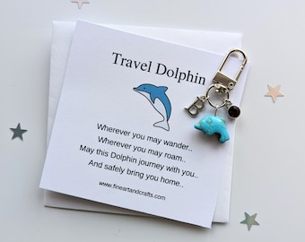 Dolphin keychain, Dolphin keyring, travel dolphin, dolphin bag charm, birthday gift idea, good luck charm, personalised gift