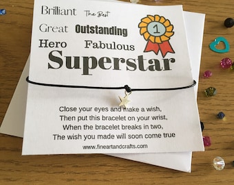 Wish bracelet, superstar, gift idea, cord bracelet, appreciation gift