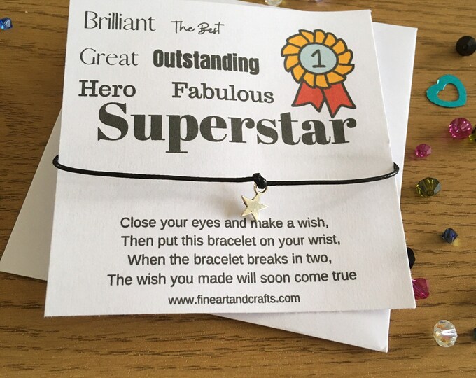 Wish bracelet, superstar, gift idea, cord bracelet, appreciation gift