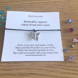 Wensarmband, vlinders verschijnen als dierbaren dichtbij zijn, vlinderarmband, vlinderbedel, cadeau-idee