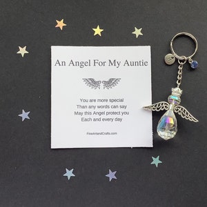 Aunt gift, guardian angel gift, protection angel, bag charm, key ring, auntie gift idea, angel for an auntie, Austrian crystal gift