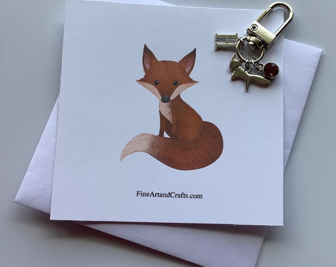 Fox keychain, fox keyring, personalised gift, animal theme, fox theme, woodland fox, fox bag charm, fox animal card