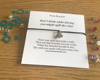 Wish bracelet, driving humour, congratulations on passing your test, car joke, car charm