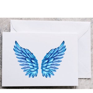 carte de voeux, carte d'ange, ailes d'ange, carte d'ami, carte de voeux vierge, carte de mariée quelque chose de bleu, étiquette cadeau signet, souvenir