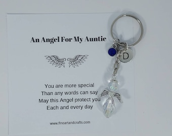 Aunt gift, guardian angel gift, protection angel, bag charm, key ring, auntie gift idea, angel for an auntie