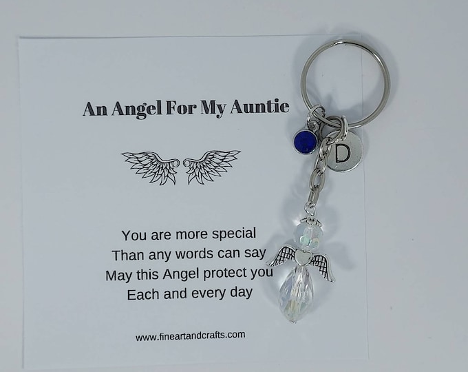 Aunt gift, guardian angel gift, protection angel, bag charm, key ring, auntie gift idea, angel for an auntie