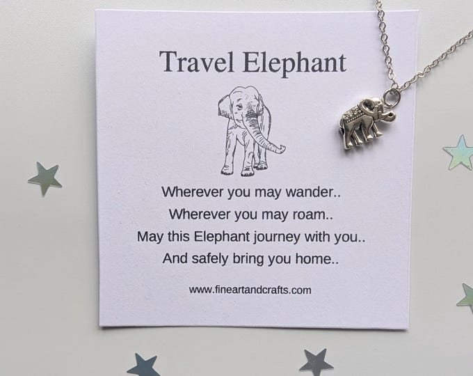 Travel gift, Silver necklace, Elephant Necklace, friend gift, silver elephant necklace, elephant gift, travel memories, gift for her