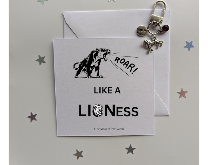 Roar like a lioness, lion keychain, travel gift, personalised bag charm, birthday gift idea for a friend, good luck charm, lioness lover