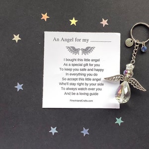 Customised Guardian Angel gift, angel keyring, key chain, angel bag charm, protection guardian angel, Austrian crystal gift, friend gift