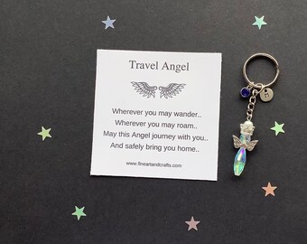 Guardian Angel Keychain, Angel key ring gift, Protection angel, travel angel, angel bag charm, angel bag charm, Austrian Crystal luxury gift