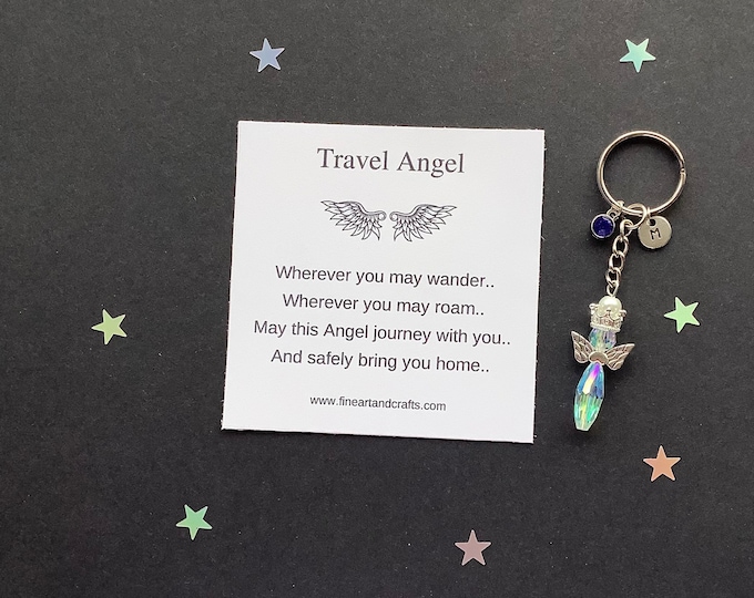 Guardian Angel Keychain, Angel key ring gift, Protection angel, travel angel, angel bag charm, angel bag charm, Austrian Crystal luxury gift