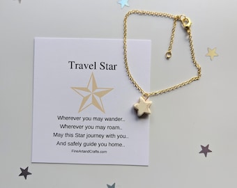 Travel gift, Gold bracelet, star bracelet, friend gift, Gold star bracelet, star gift, travel memories, gift for her