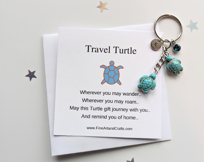 Two Turtles keychain, turtle keyring, personalised gift, good luck charm, travel turtles, turtle bag charm, birthday gift idea for a friend