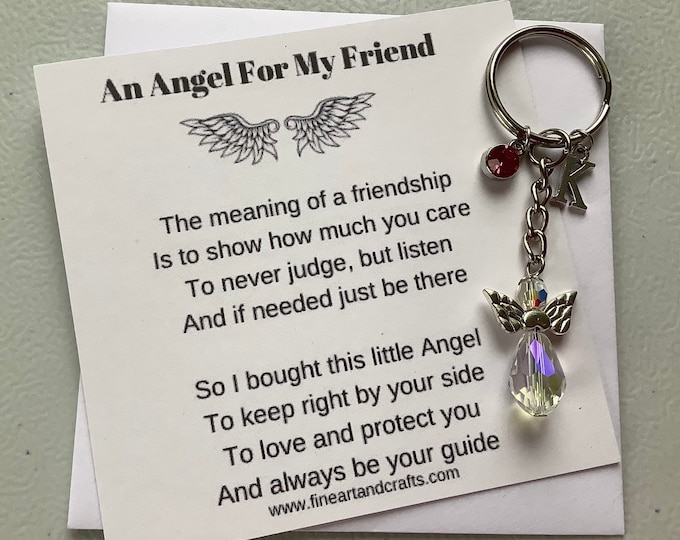 Swarovski angel, personalised angel gift, angel for a friend, bag charm, key ring, gift idea, Swarovski keepsake