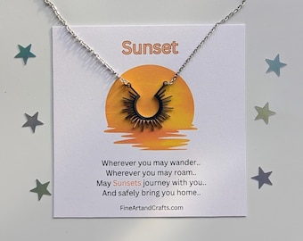 Sun Necklace, Silver necklace, travel gift, sunset gift, silver sunshine necklace, half sun beam necklace, gift for her